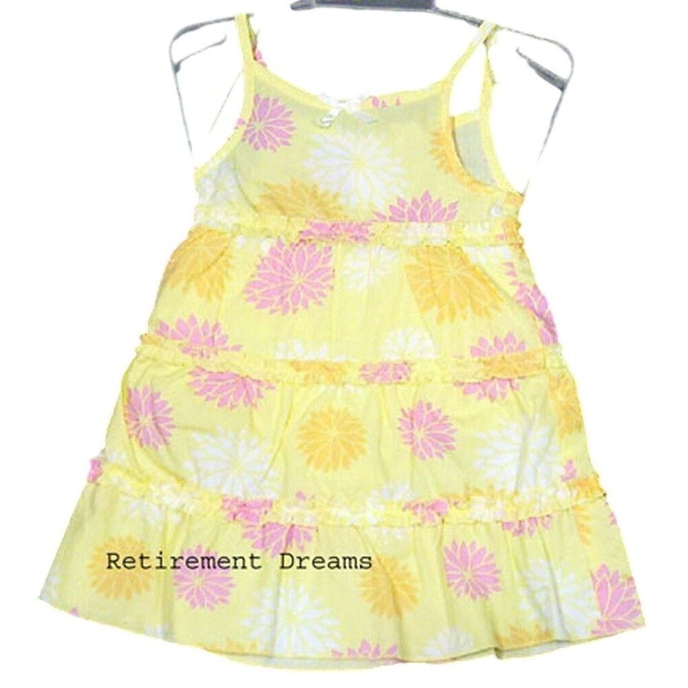 George 18M Girls sundress bloomers set flower yellow tiered Pink dress NEW